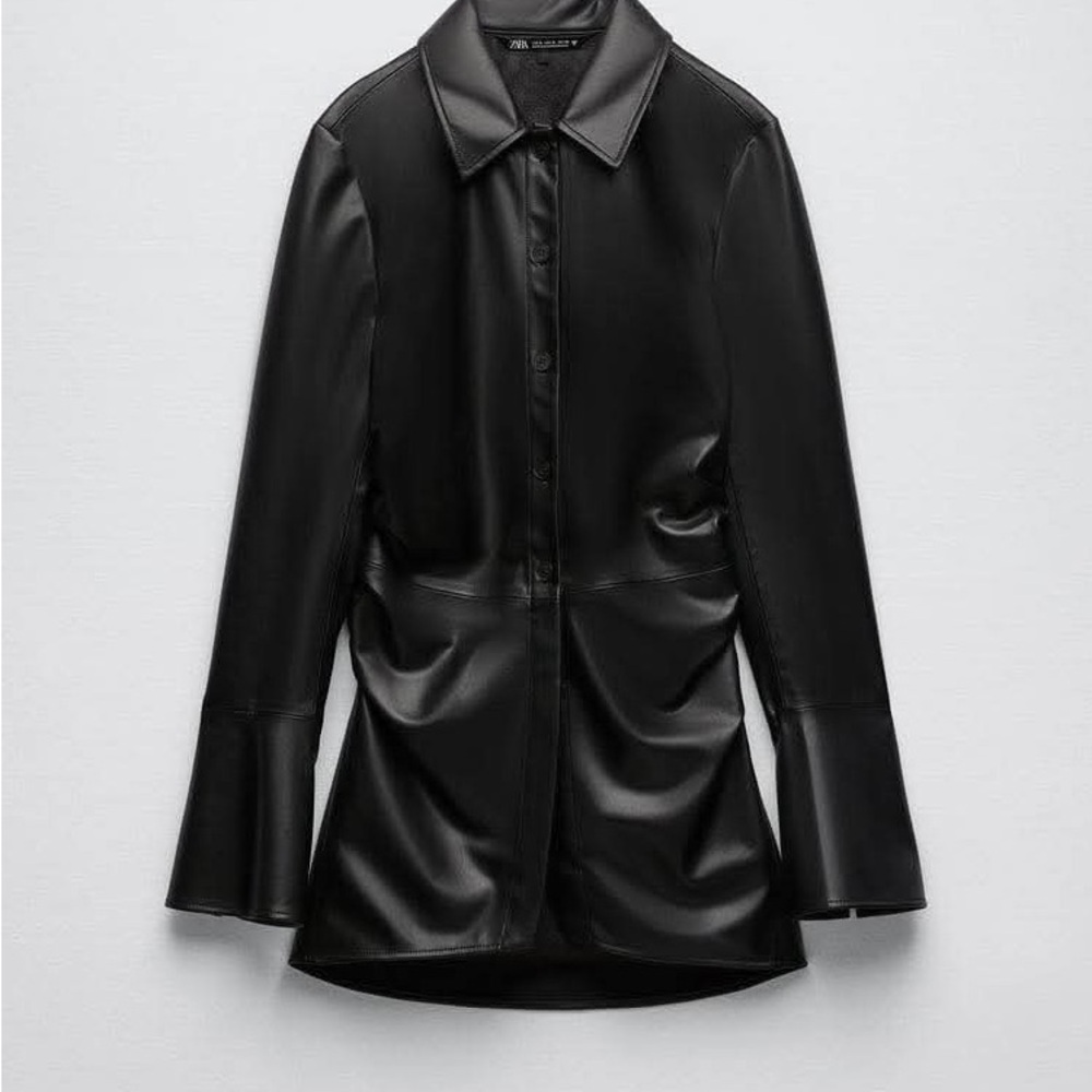 Zara leather button shirt xxl